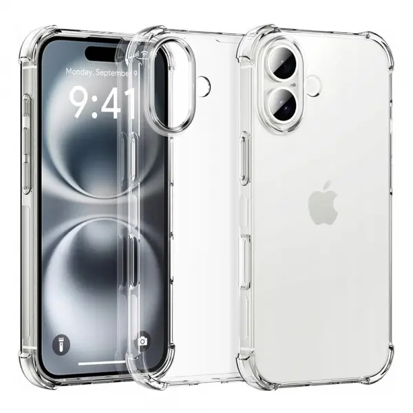 Husa pentru Apple iPhone 16 Plus, Techsuit, Shockproof Clear (Big Lens Hole), Transparenta