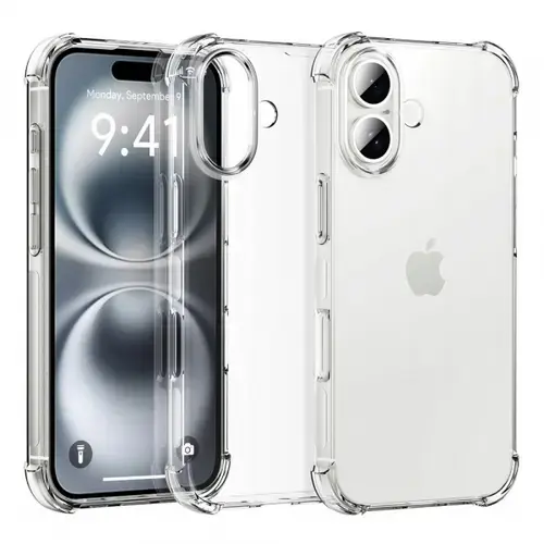 Husa pentru Apple iPhone 16 Plus, Techsuit, Shockproof Clear (Big Lens Hole), Transparenta