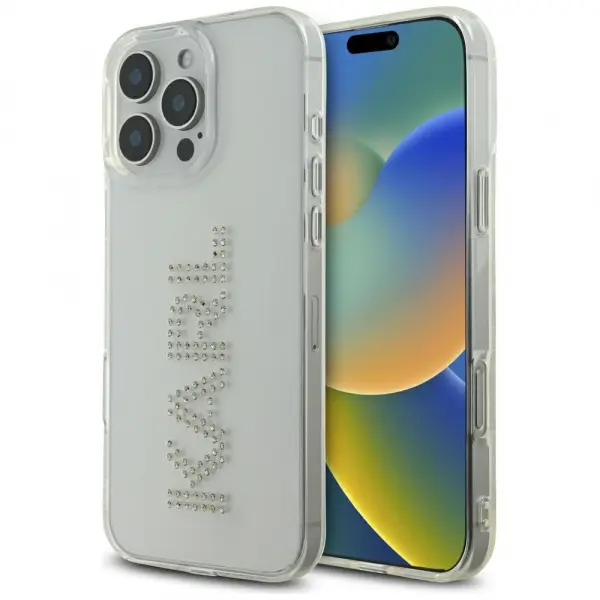 Husa pentru Apple iPhone 16 Pro, Karl Lagerfeld, IML Rhinestones Transparent Logo, Transparenta