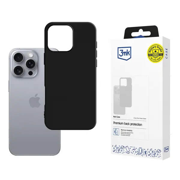 Husa pentru Apple iPhone 16 Pro Max, 3MK, Neagra Mata