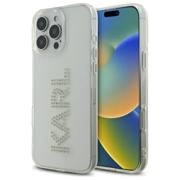 Husa pentru Apple iPhone 16 Pro Max, Karl Lagerfeld, IML Rhinestones Transparent Logo, Transparenta