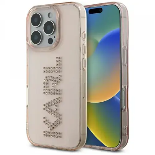 Husa pentru Apple iPhone 16 Pro Max, Karl Lagerfeld, IML Rhinestones Pink Logo, Roz