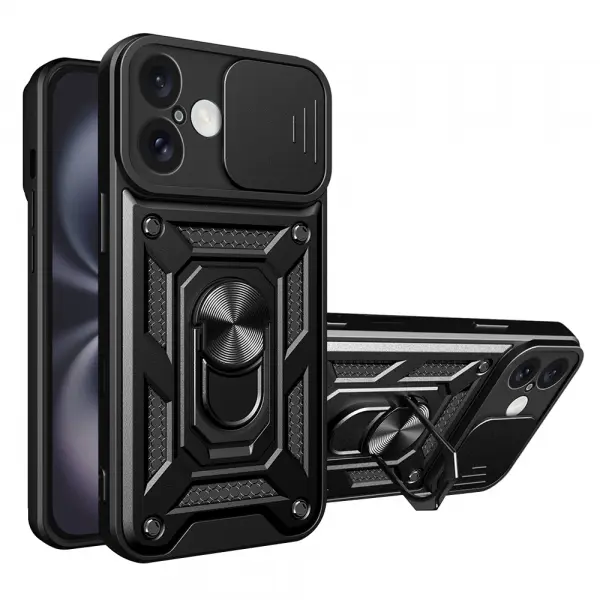 Husa pentru Apple iPhone 16, Techsuit, CamShield, Neagra
