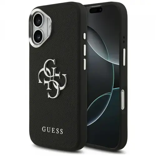 Husa pentru Apple iPhone 17, Guess, 4G Grained Big and Classic Logo (Negru)