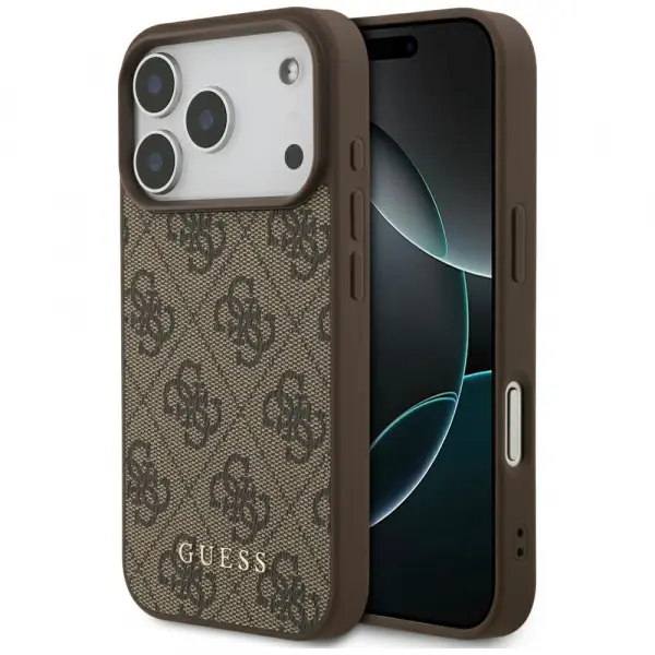 Husa pentru Apple iPhone 17 Pro, Guess, 4G Classic, Maro
