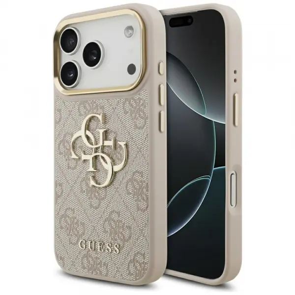 Husa pentru Apple iPhone 17 Pro, Guess, Big 4G Logo Classic, Roz Aurie