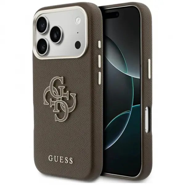 Husa pentru Apple iPhone 17 Pro, GUESS, Resin Logo, Maro