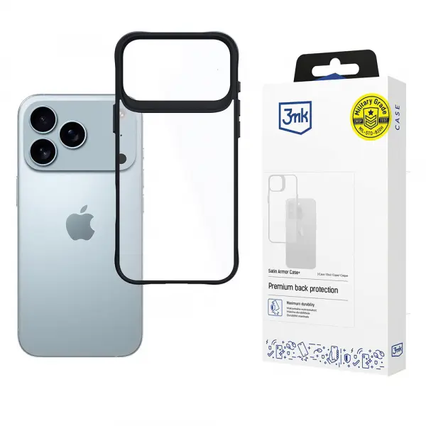 Husa pentru Apple iPhone 17 Pro Max, 3MK, Satin Armor Case+, Neagra
