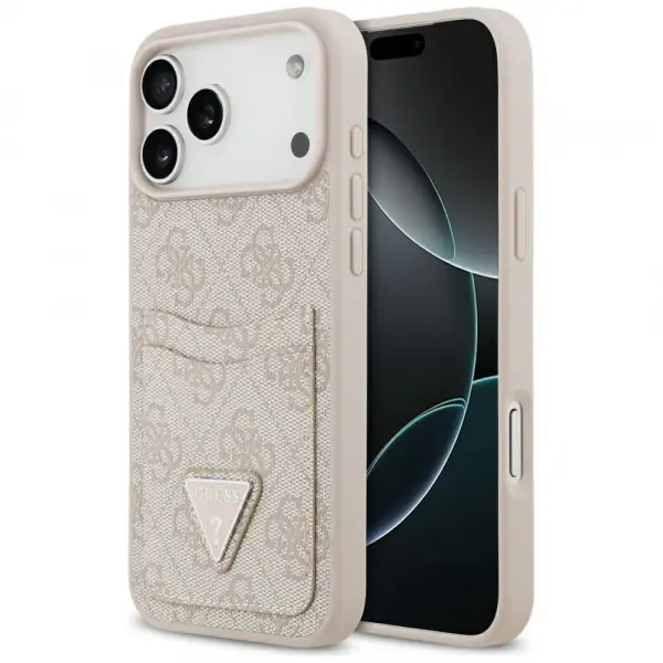 Husa pentru Apple iPhone 17 Pro Max, Guess, 4G Double Card Triangle, Roz