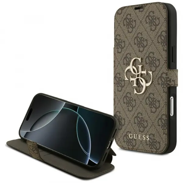 Husa pentru Apple iPhone 17 Pro Max, Guess, 4G Metal Logo, Maro