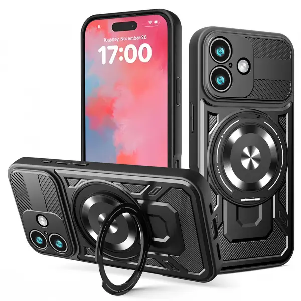 Husa pentru Apple iPhone 17, Techsuit, RuggedCam, Neagra