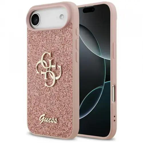 Husa pentru Apple iPhone Air, Guess, Fixed Glitter Big 4G, Roz