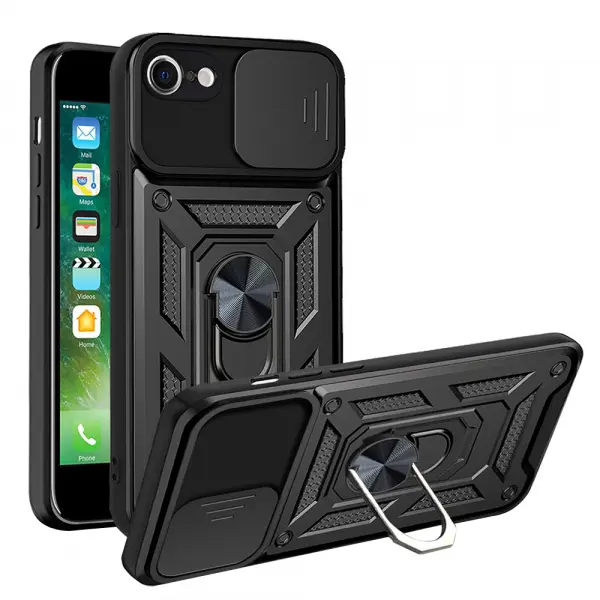Husa pentru Apple iPhone SE (2022) / SE (2020) / 8 / 7, Techsuit, CamShield, Neagra