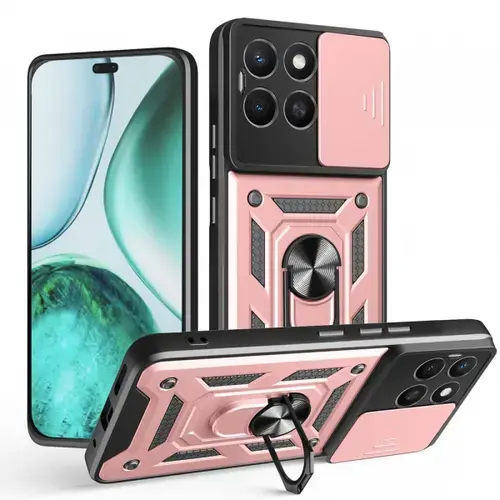 Husa pentru Honor X8c, Techsuit, CamShield (Negru/Roz)