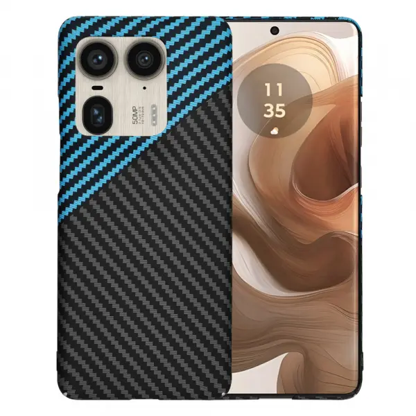 Husa pentru Motorola Edge 50 Ultra, Techsuit, Carbonite FiberShell, Neagra Bleu