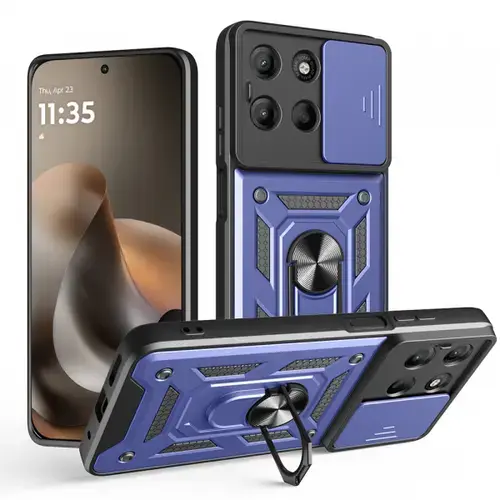 Husa pentru Motorola Moto G77 / G67, Techsuit, CamShield, Albastru