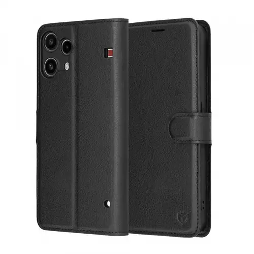 Husa pentru Nothing Phone (3a) Lite, Techsuit, Leather Folio, Neagra