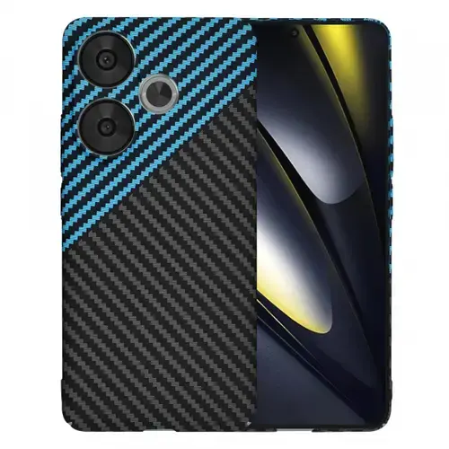 Husa pentru Poco F6, Techsuit, Carbonite FiberShell, Albastru