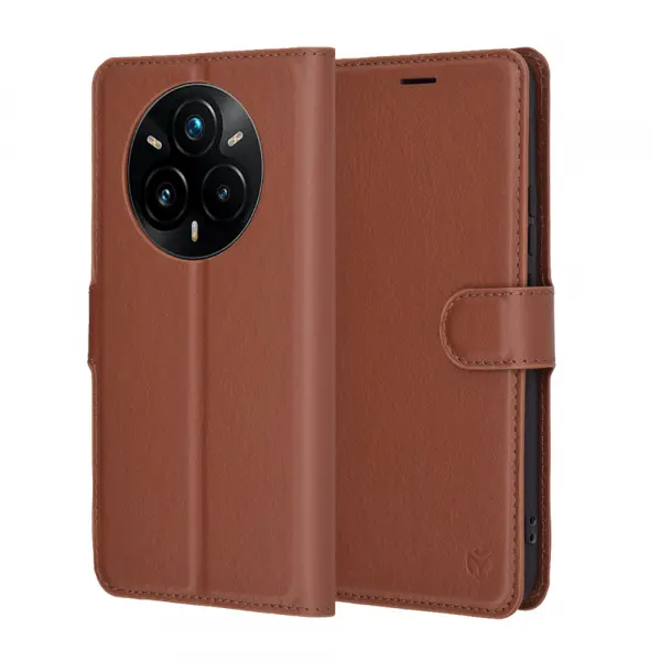 Husa pentru Realme 14 Pro+, Techsuit, Leather Folio, Maro