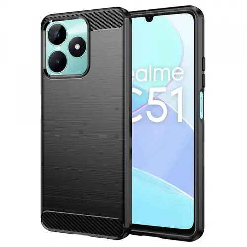 Husa pentru Realme Note 50 / C51, Techsuit, Carbon, Neagra