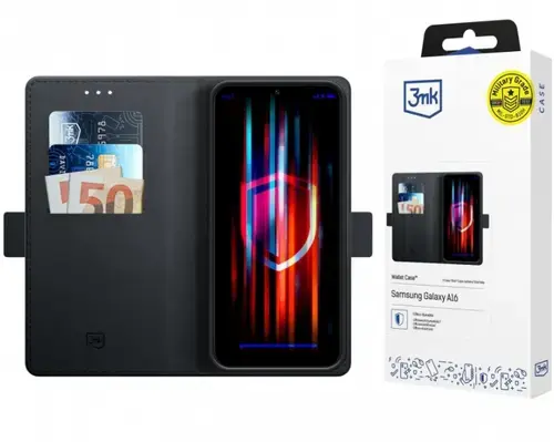 Husa pentru Samsung Galaxy A16 5G A166 / A16 4G A165, 3MK, Wallet, Neagra