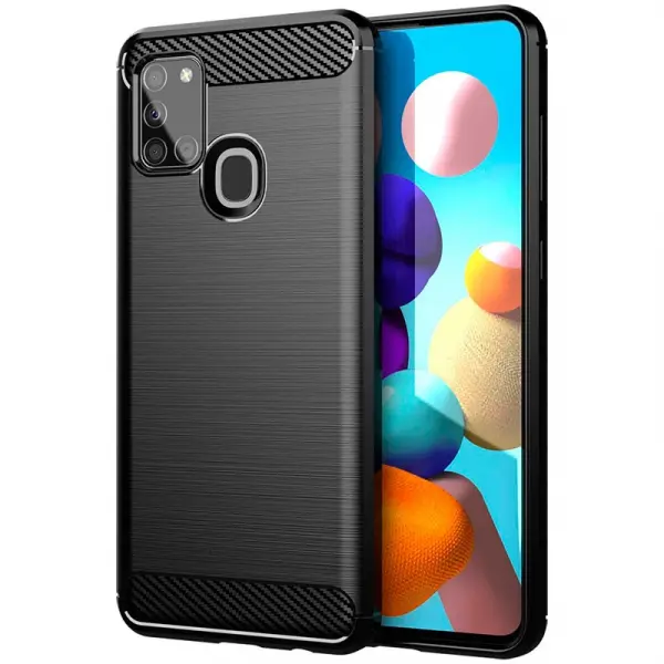 Husa pentru Samsung Galaxy A21s A217, Forcell, Carbon, Neagra