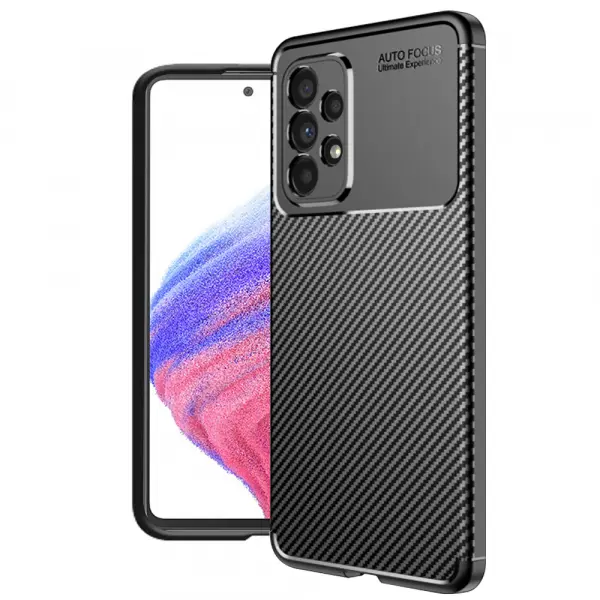 Husa pentru Samsung Galaxy A53 5G A536, Techsuit, CarbonFiber, Neagra