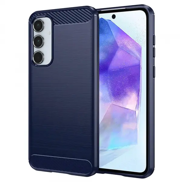 Husa pentru Samsung Galaxy A55 5G A556, Techsuit, Carbon, Albastra
