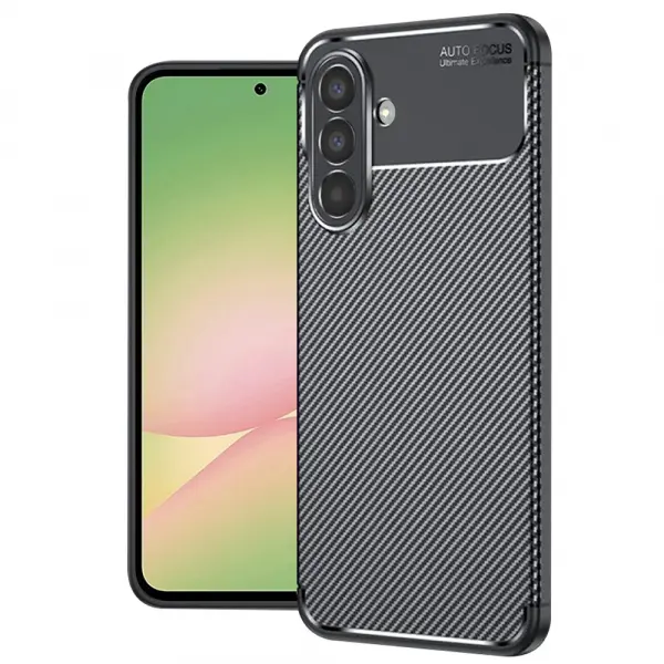 Husa pentru Samsung Galaxy A56 A566, Techsuit, CarbonFiber, Neagra