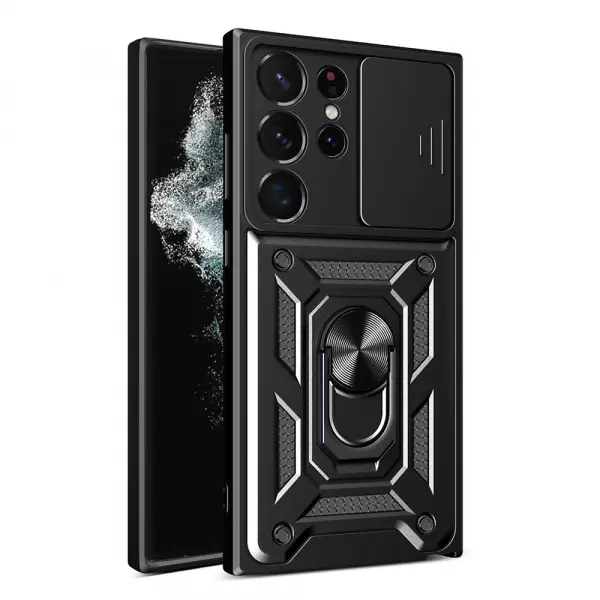 Husa pentru Samsung Galaxy S22 Ultra 5G S908, Techsuit, CamShield, Neagra