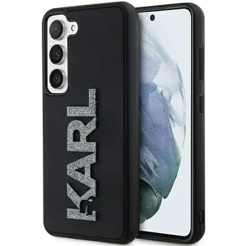 Husa pentru Samsung Galaxy S23+ S916, Karl Lagerfeld, 3D Rubber Glitter Logo, Neagra