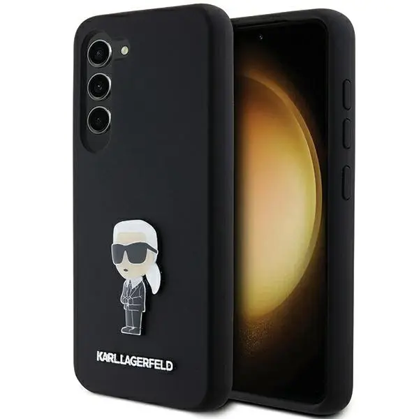 Husa pentru Samsung Galaxy S23+ S916, Karl Lagerfeld, Silicone Ikonik Karl Metal, Neagra