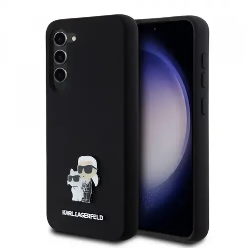 Husa pentru Samsung Galaxy S23+ S916, Karl Lagerfeld, Silicone Karl & Choupette Metal, Neagra