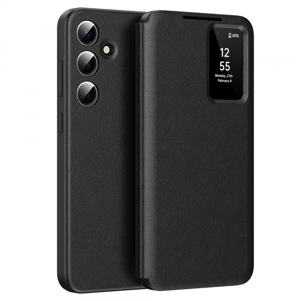 Husa pentru Samsung Galaxy S24 FE S721, Techsuit, SmartView, Neagra