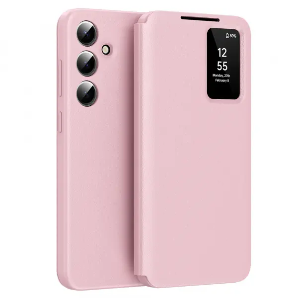 Husa pentru Samsung Galaxy S24 S921, Techsuit, SmartView, Roz