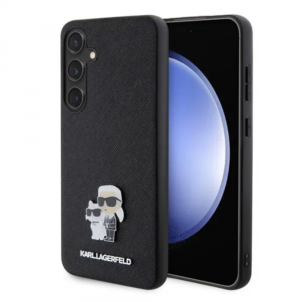 Husa pentru Samsung Galaxy S24+ S926, Karl Lagerfeld, Saffiano Karl & Choupette Metal, Neagra