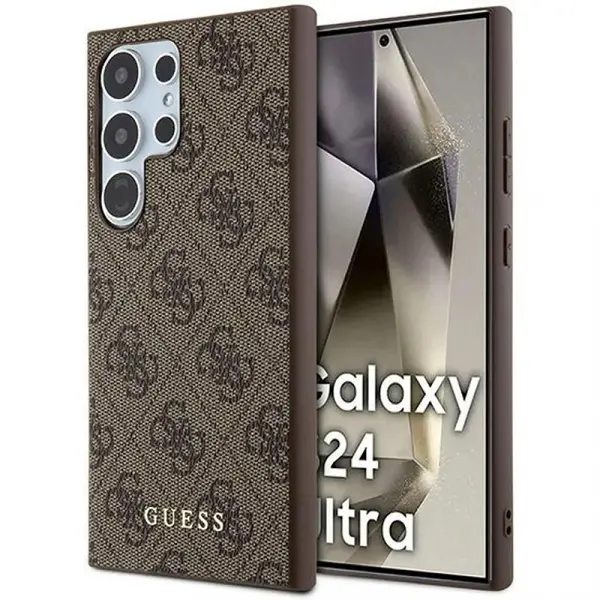 Husa pentru Samsung Galaxy S24 Ultra S928, Guess, 4G Metal Gold Logo, Maro