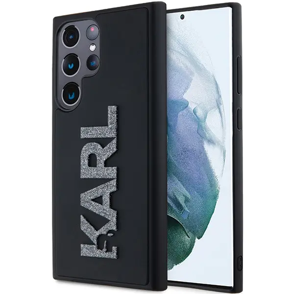 Husa pentru Samsung Galaxy S24 Ultra S928, Karl Lagerfeld, 3D Rubber Glitter Logo, Neagra