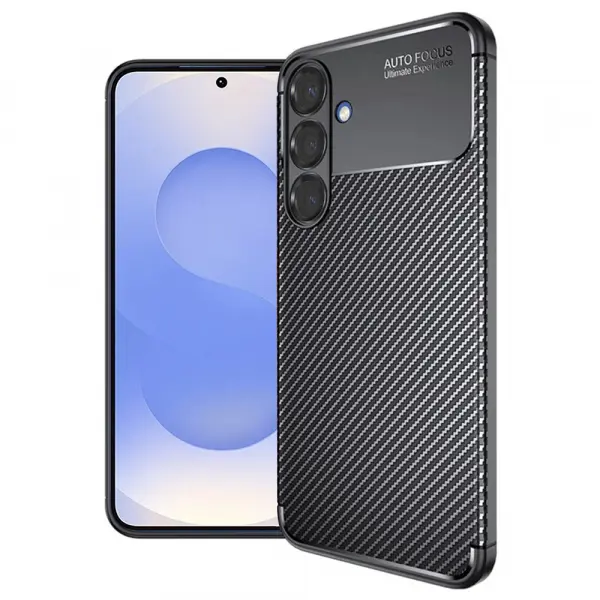 Husa pentru Samsung Galaxy S25 S931, Techsuit, CarbonFiber, Neagra