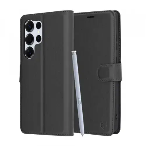 Husa pentru Samsung Galaxy S25 Ultra S938, Techsuit, Leather Folio, Neagra