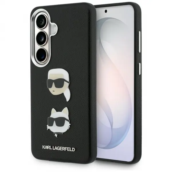 Husa pentru Samsung Galaxy S26 Plus S947, Karl Lagerfeld, Saffiano Karl & Choupette's Head Pin, Neagra
