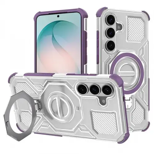 Husa pentru Samsung Galaxy S26 Plus, Techsuit, Carbon Shield Pro (Mov/Transparent)