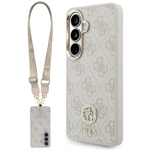 Husa pentru Samsung Galaxy S26 S942, GUESS, 4G Big Rhinestone Triangle Strap, Roz