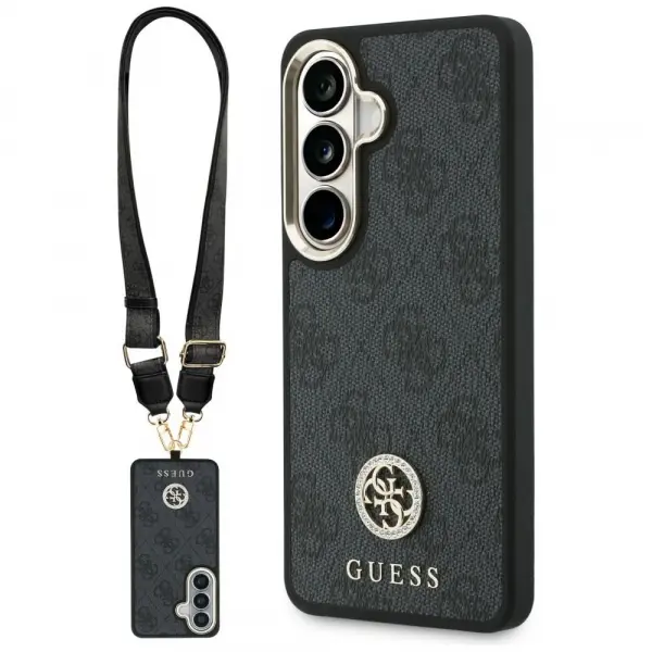 Husa pentru Samsung Galaxy S26 S942, GUESS, 4G Big Rhinestone Triangle Strap, Neagra