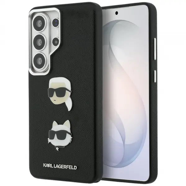 Husa pentru Samsung Galaxy S26 Ultra S948, Karl Lagerfeld, Saffiano Karl & Choupette's Head Pin, Neagra