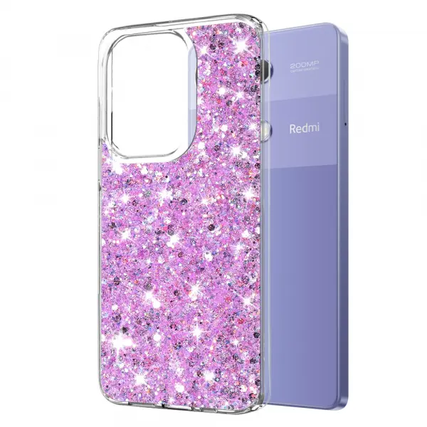 Husa pentru Xiaomi Redmi Note 13 Pro 4G / Poco M6 Pro 4G, Techsuit, Sparkly Glitter, Magenta