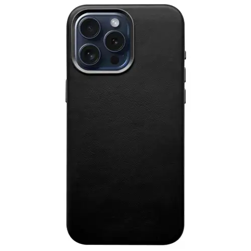 Husa Piele Lemontti MagSafe iPhone 15 Pro, Negru