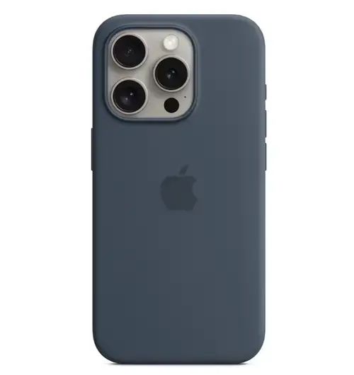 Husa protectie spate Apple Silicone Case MagSafe pentru Apple iPhone 15 Plus (Albastru inchis)