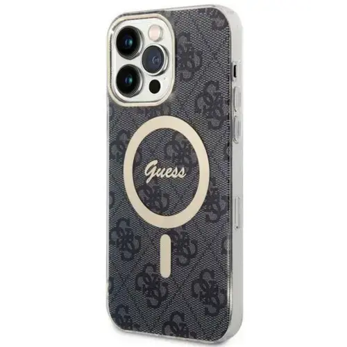 Husa Protectie Spate Guess 4G MagSafe pentru Apple iPhone 15 Pro (Negru)