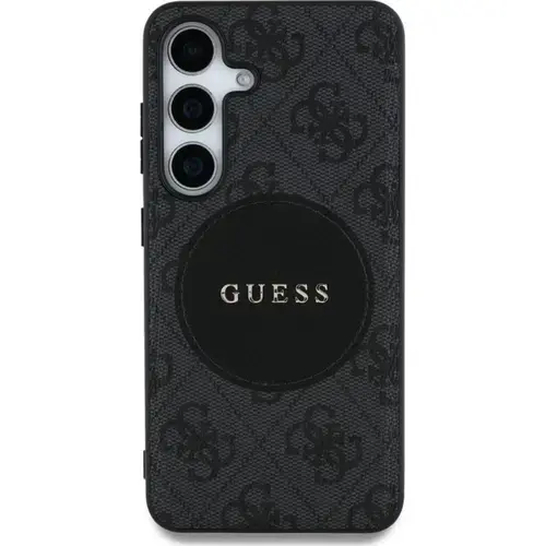 Husa Protectie Spate Guess 4G Round Patch Classic Logo, MagSafe, pentru Samsung Galaxy S25 (Negru)